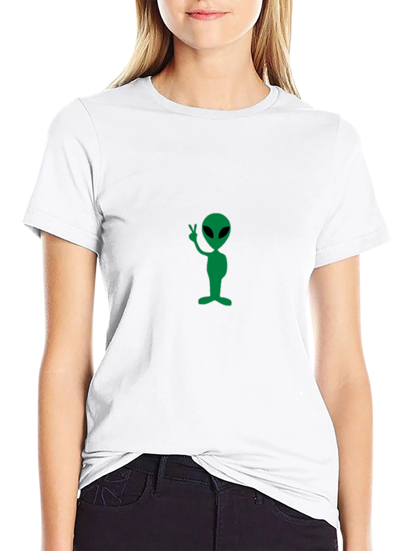 Alien Peace Sign Black T-Shirt