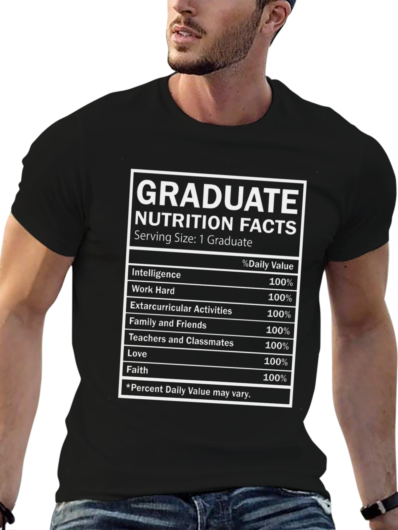 Graduate Nutrition Facts Black T-Shirt