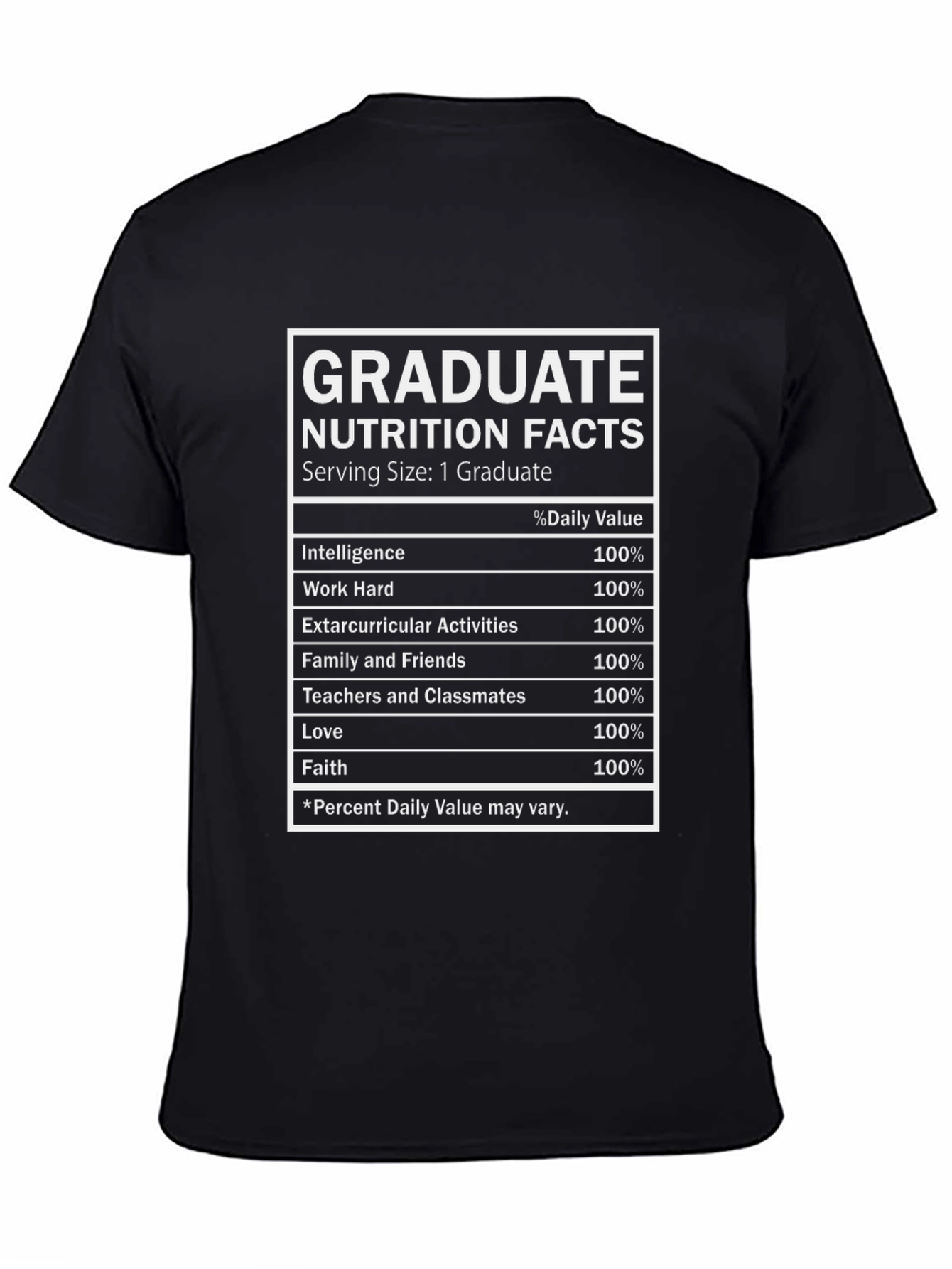 Graduate Nutrition Facts Black T-Shirt