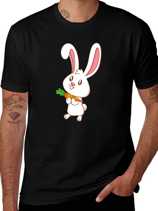 Cute Bunny Carrot T-Shirt - Black Cotton Tee