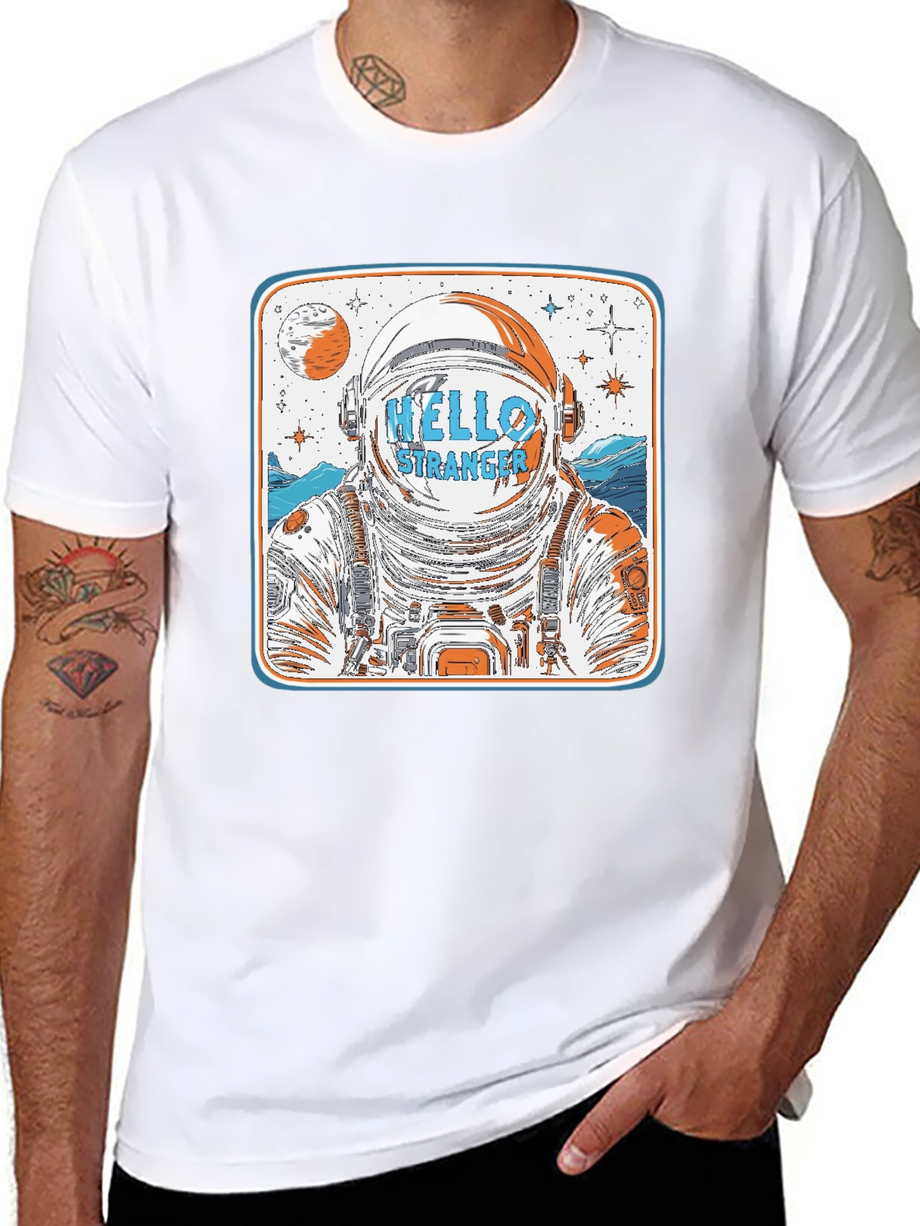 Hello Stranger Astronaut Graphic T-Shirt