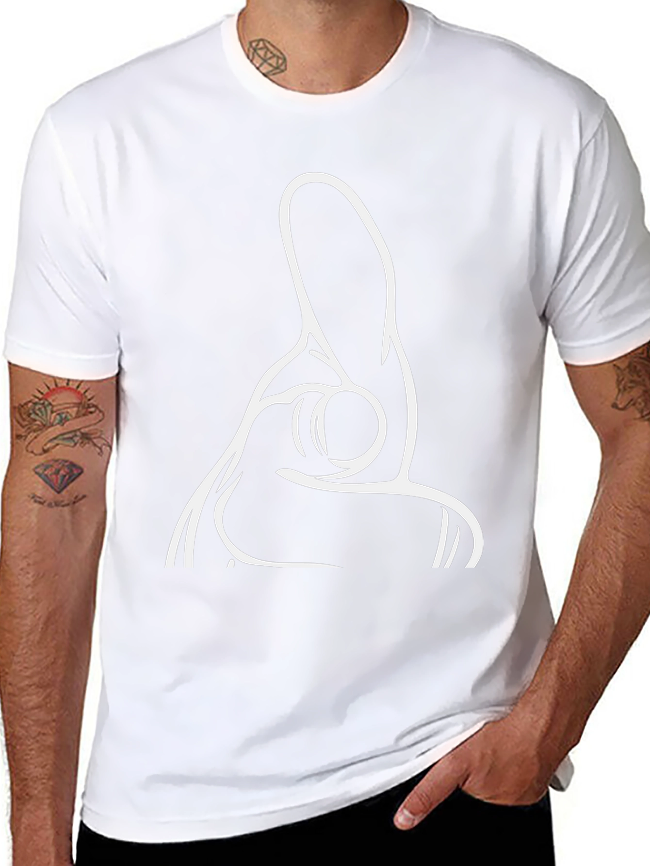 Pointing Finger Graphic Tee - Black Cotton T-Shirt