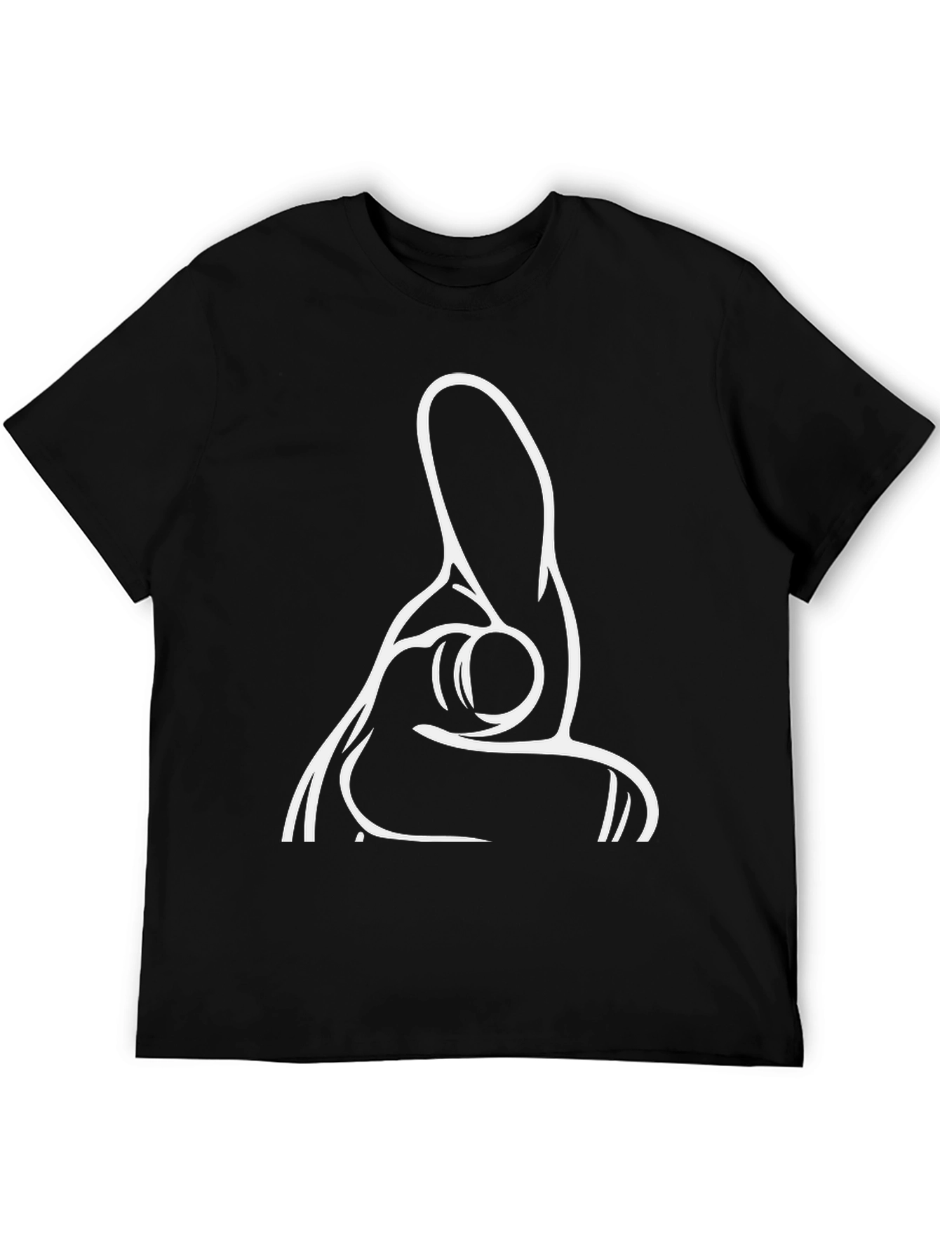 Pointing Finger Graphic Tee - Black Cotton T-Shirt