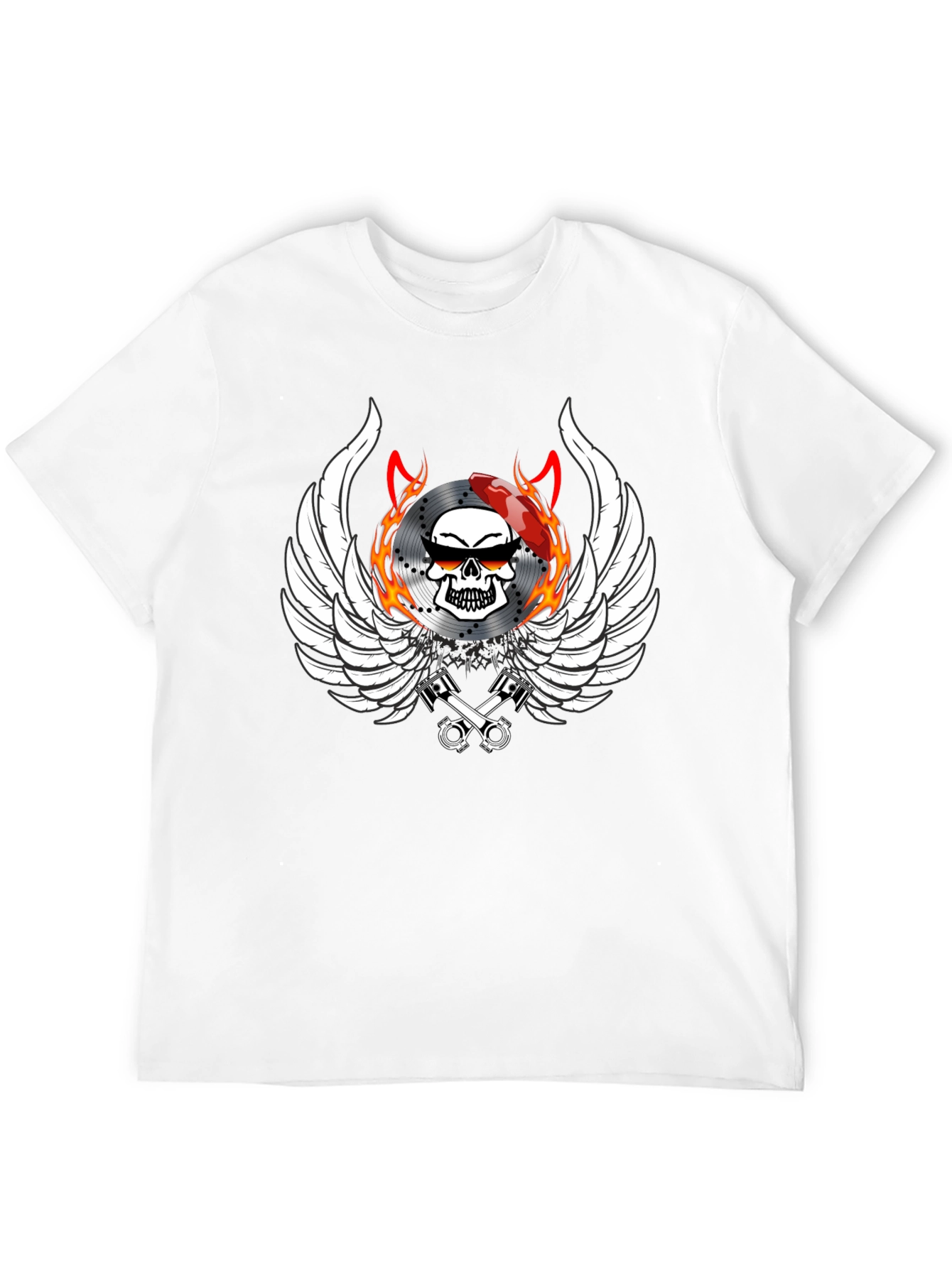 Biker Skull Wings Graphic Tee
