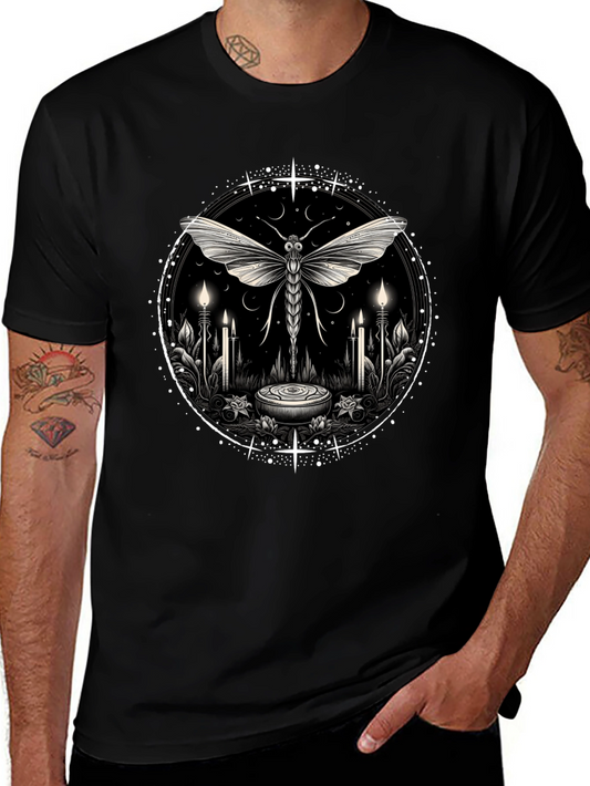 Mystic Moth Graphic Tee - Black Cotton Shirt