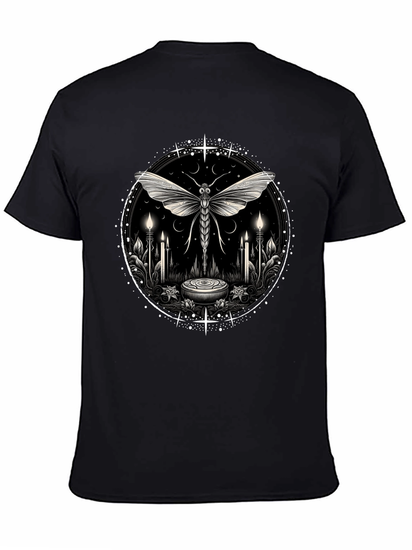 Mystic Moth Graphic Tee - Black Cotton Shirt