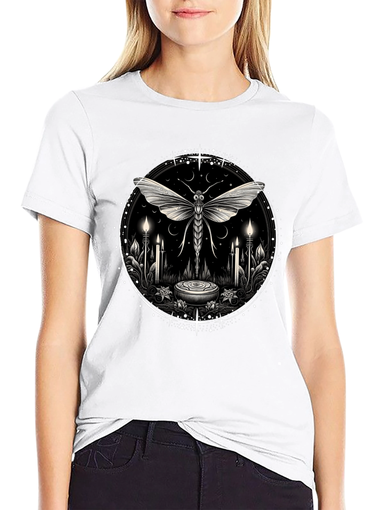 Mystic Moth Graphic Tee - Black Cotton Shirt
