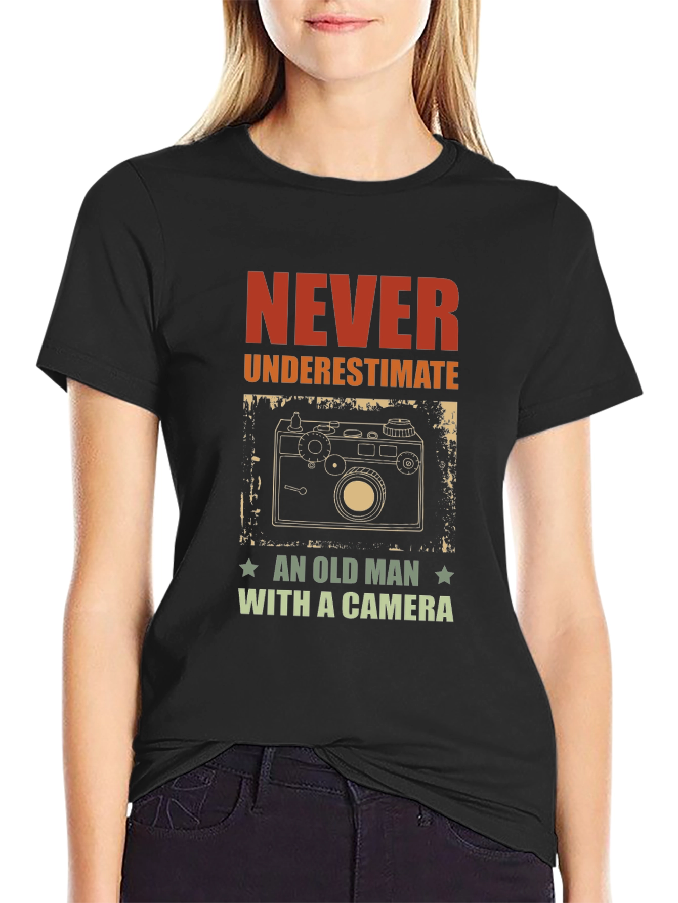 Never Underestimate an Old Man with a Camera T-Shirt