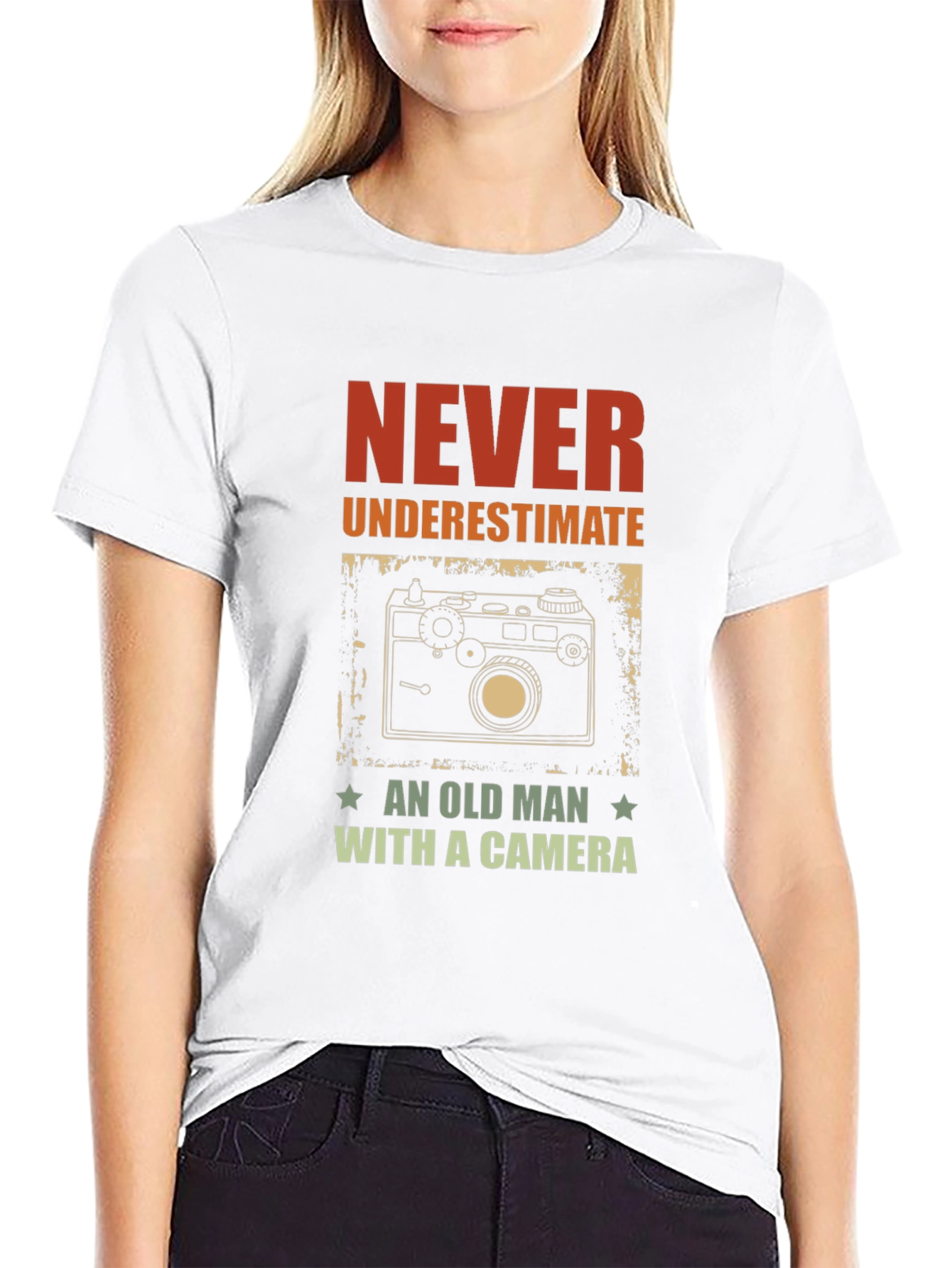 Never Underestimate an Old Man with a Camera T-Shirt