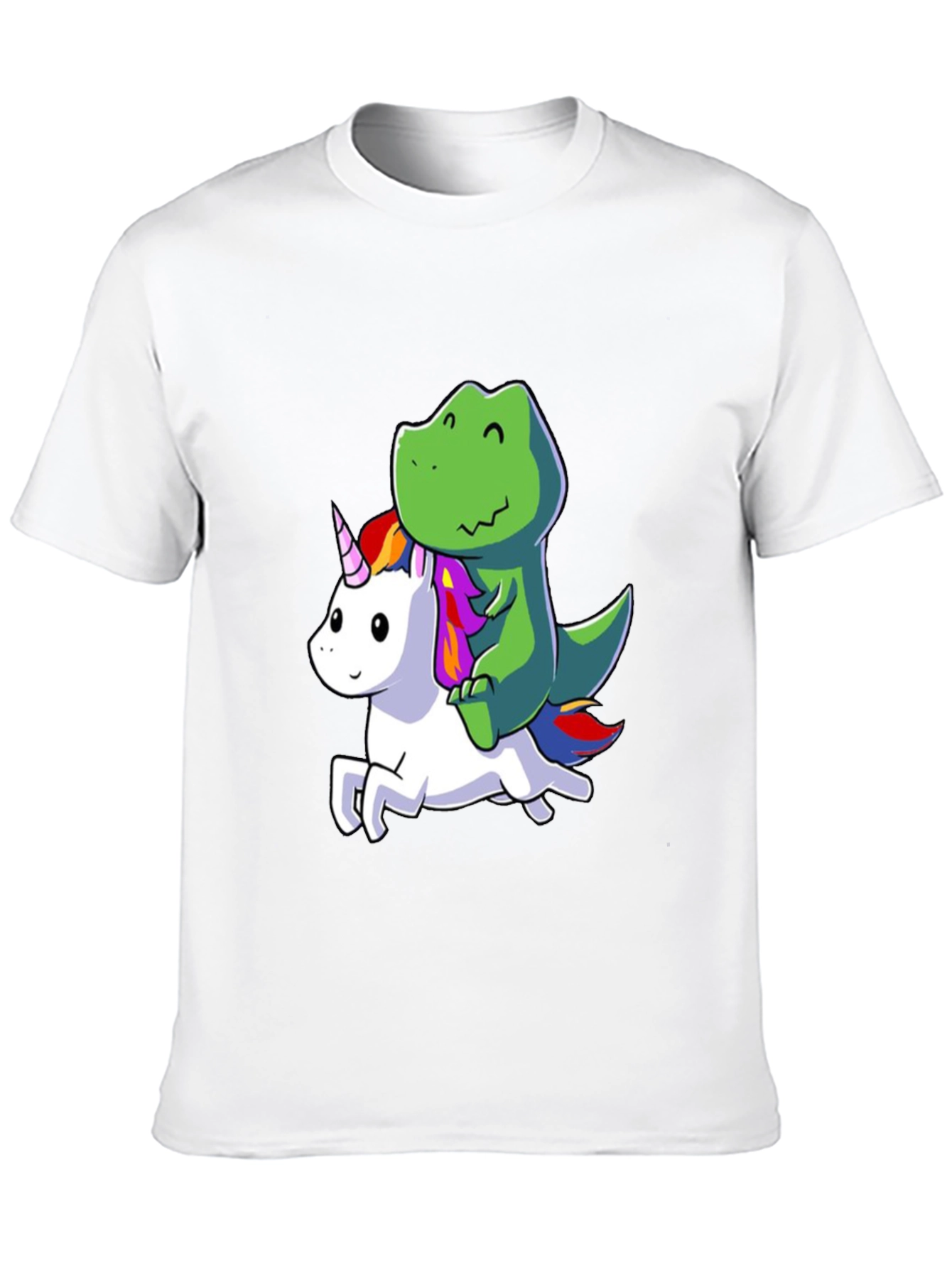 Dino Riding Unicorn Black T-Shirt