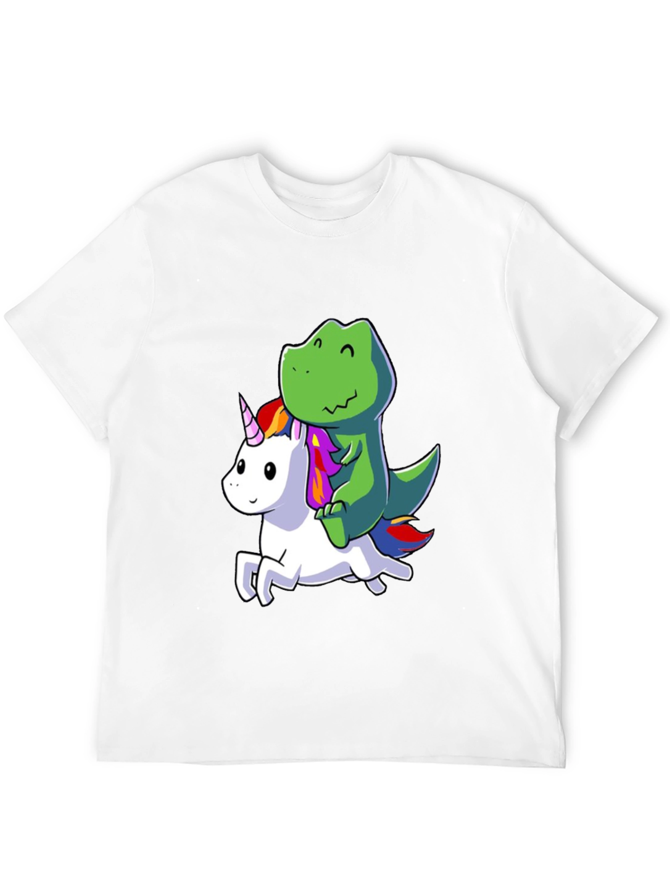 Dino Riding Unicorn Black T-Shirt