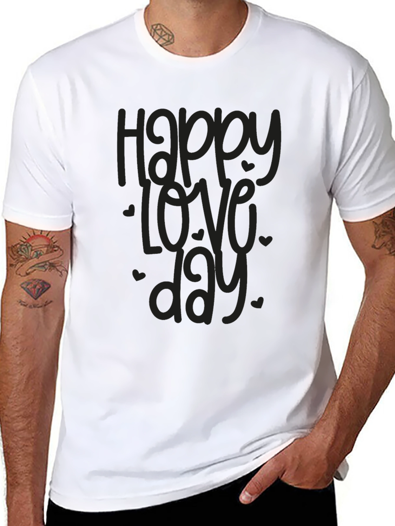 Happy Love Day Graphic Tee - Black