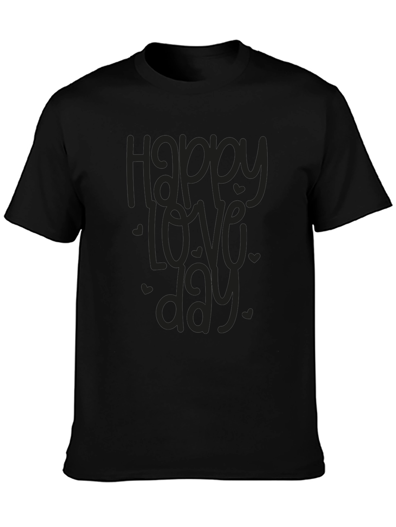 Happy Love Day Graphic Tee - Black