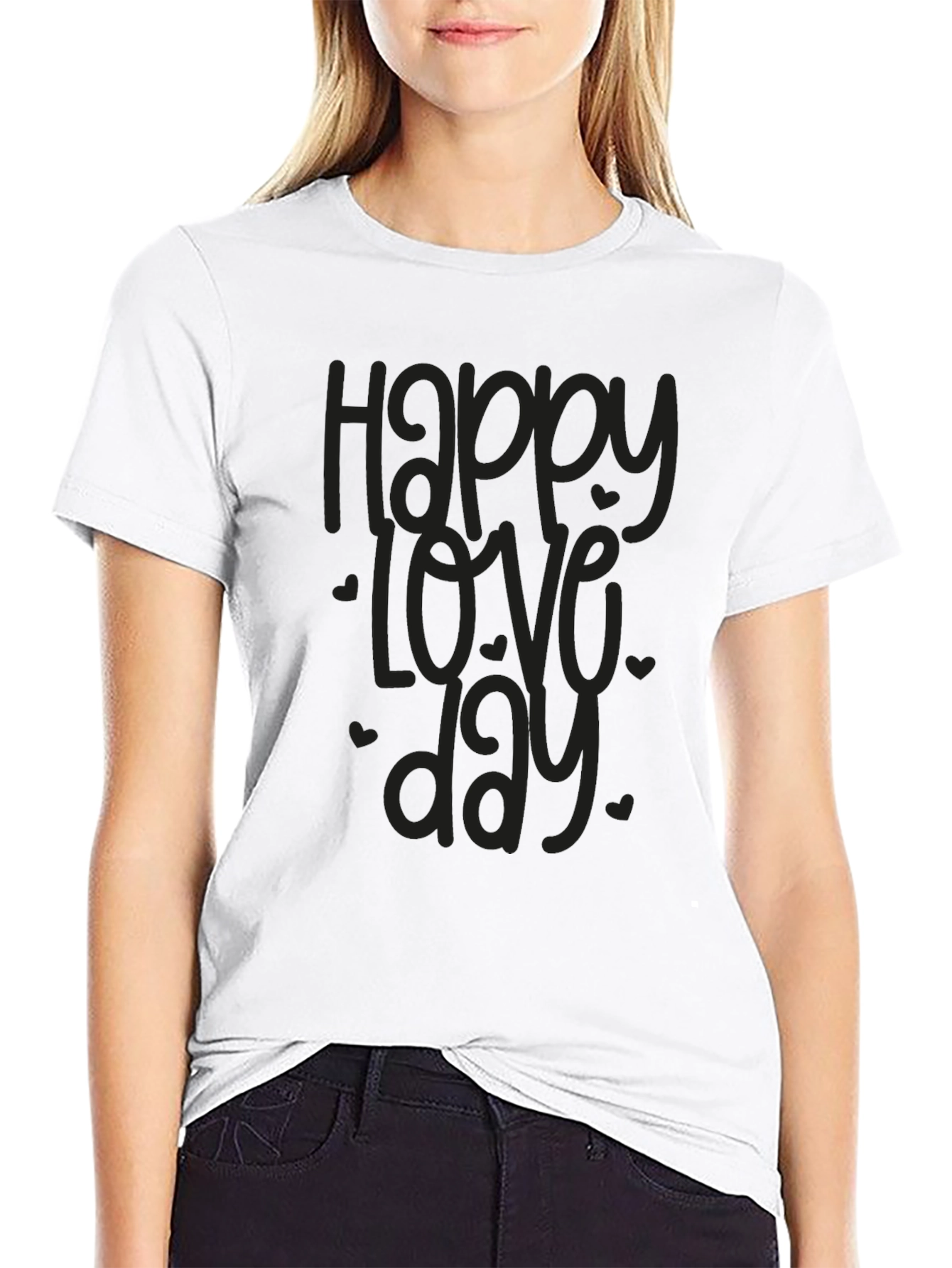 Happy Love Day Graphic Tee - Black
