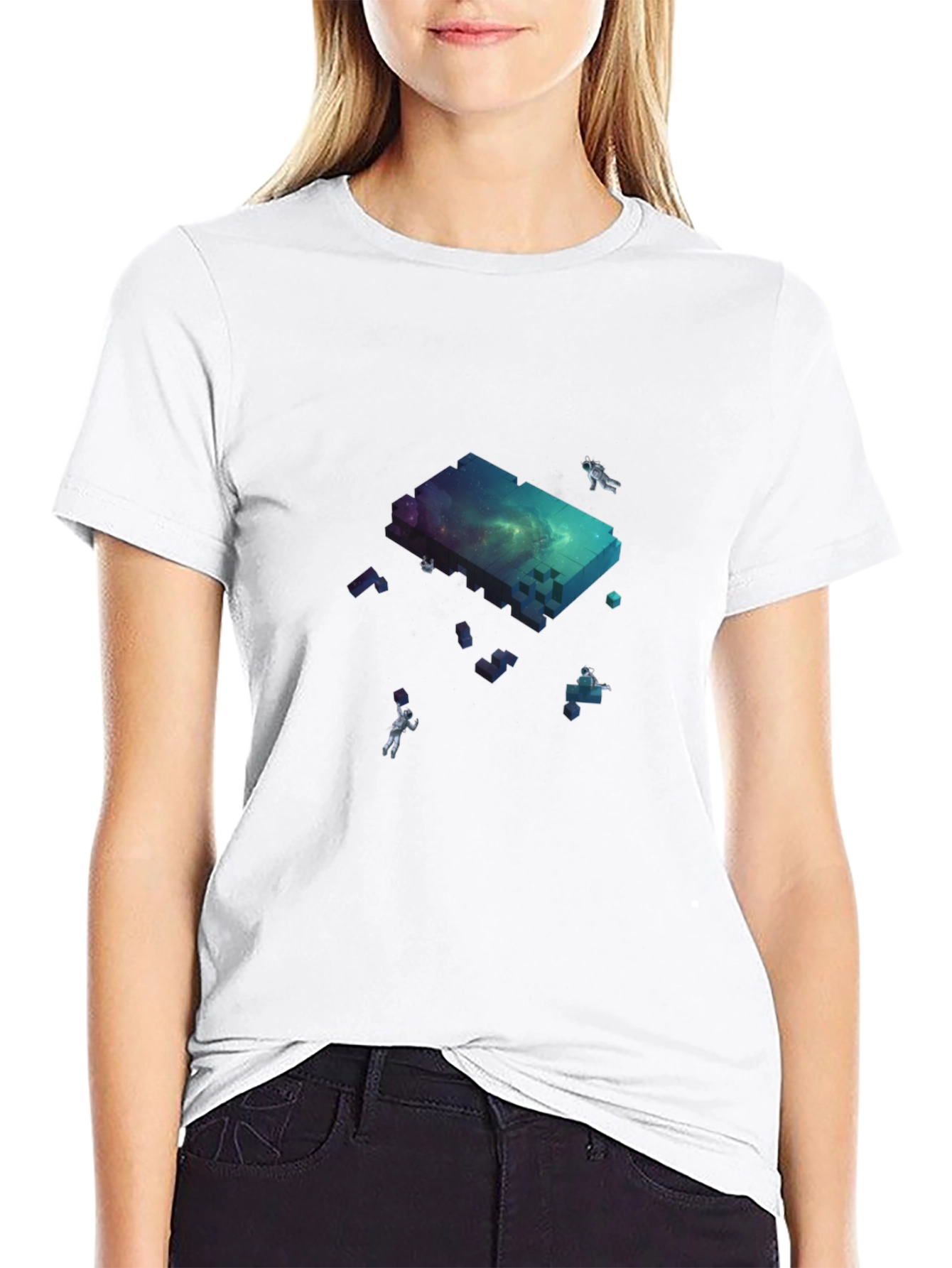 Astronaut Galaxy Block T-Shirt