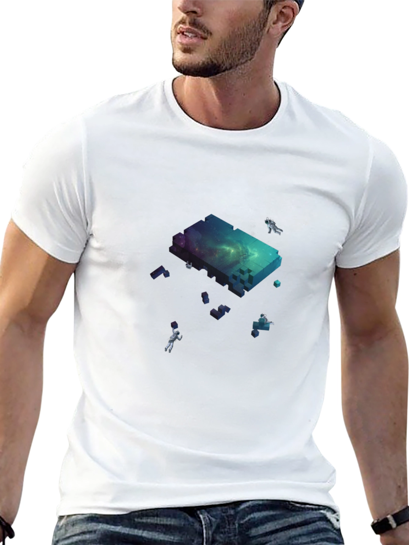 Astronaut Galaxy Block T-Shirt