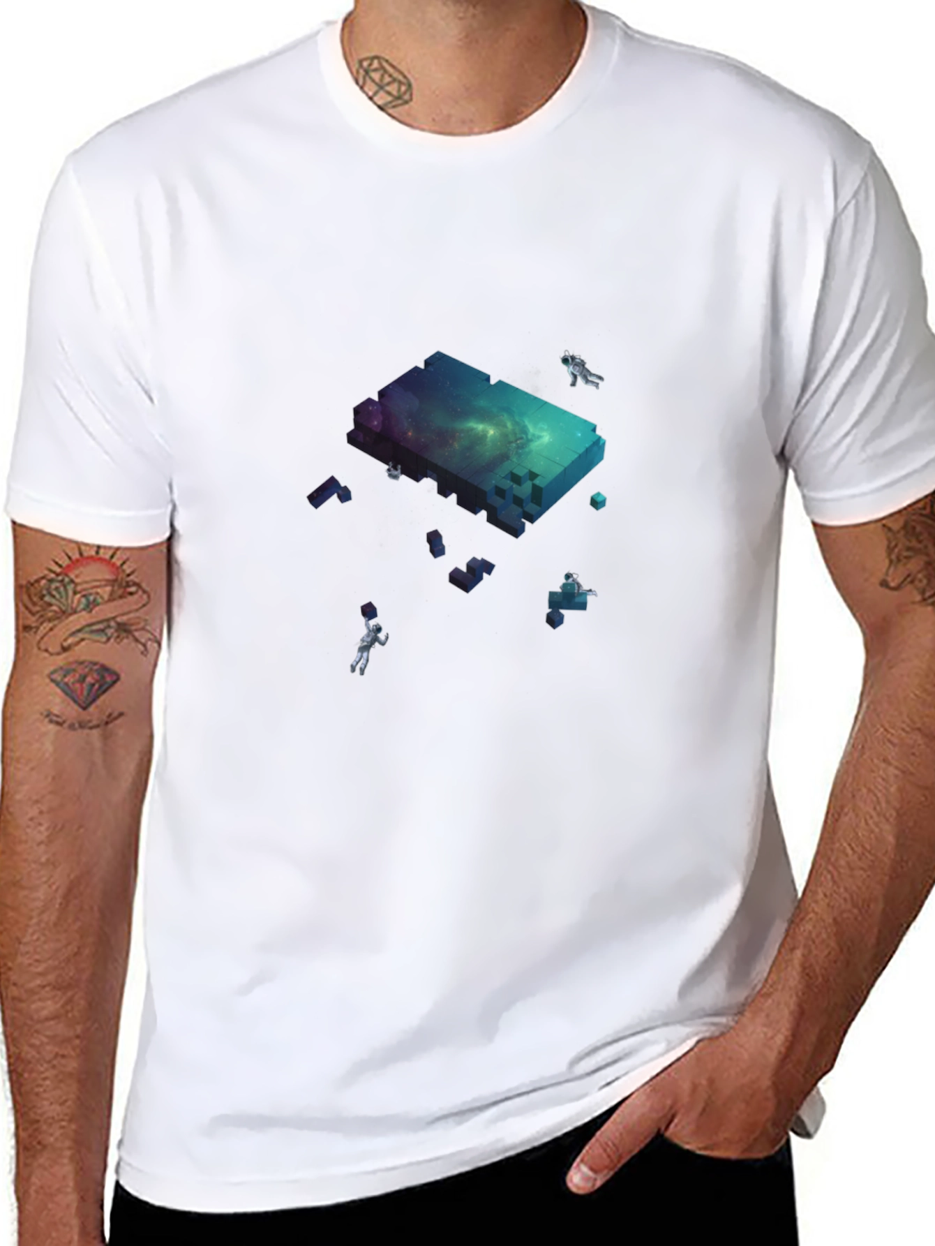 Astronaut Galaxy Block T-Shirt