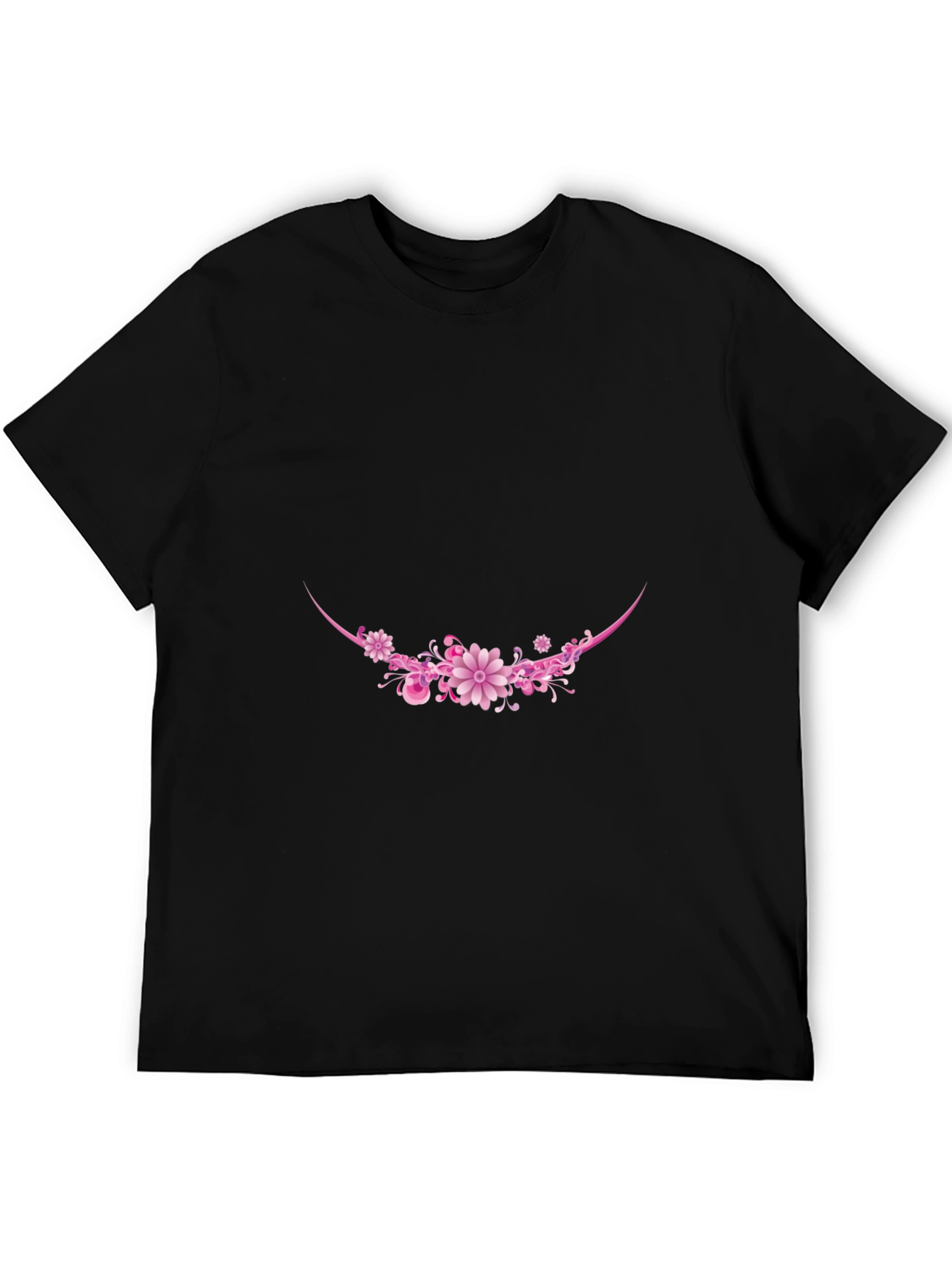 Floral Crescent Graphic Tee - Black Cotton Blend