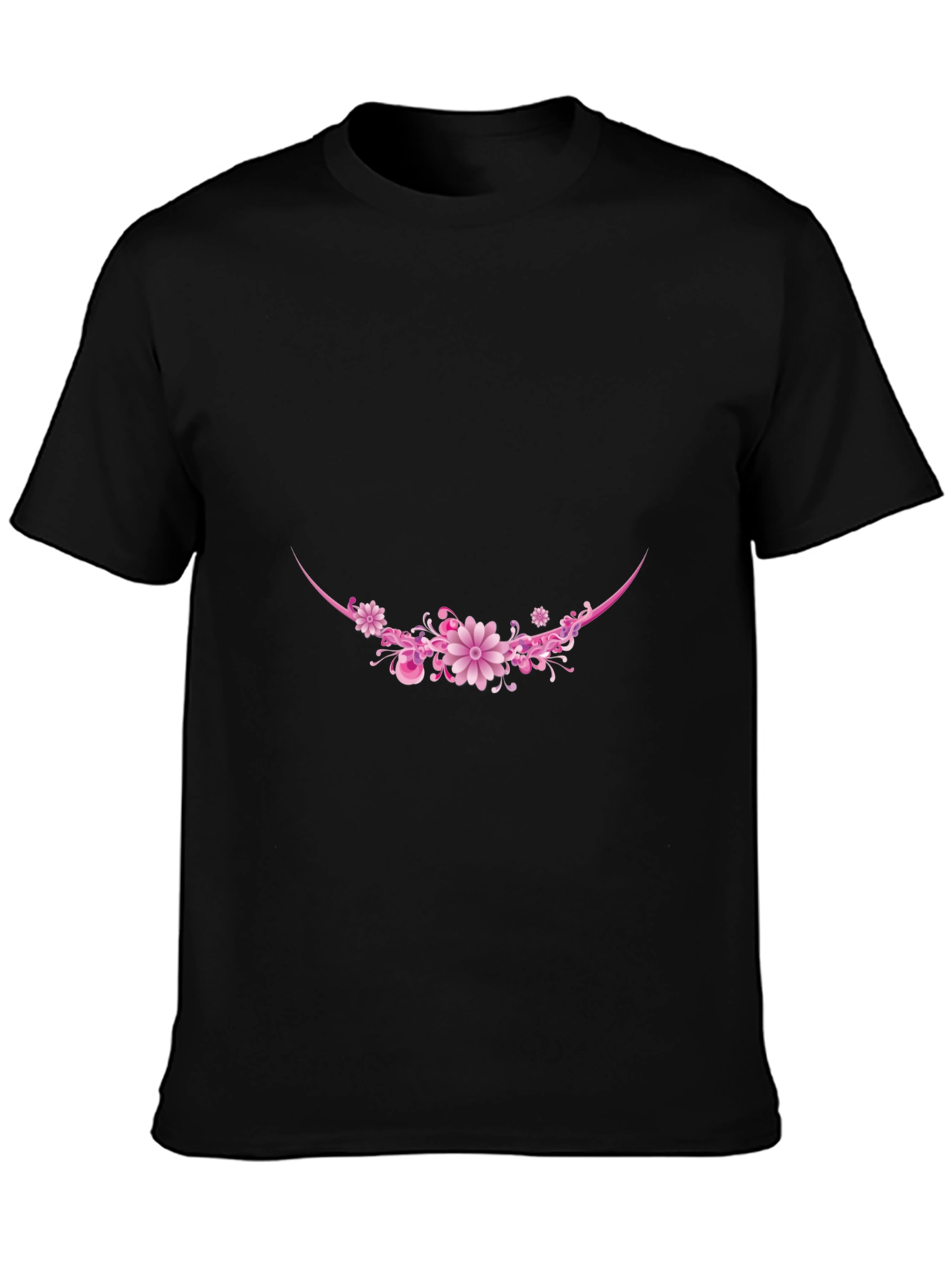 Floral Crescent Graphic Tee - Black Cotton Blend