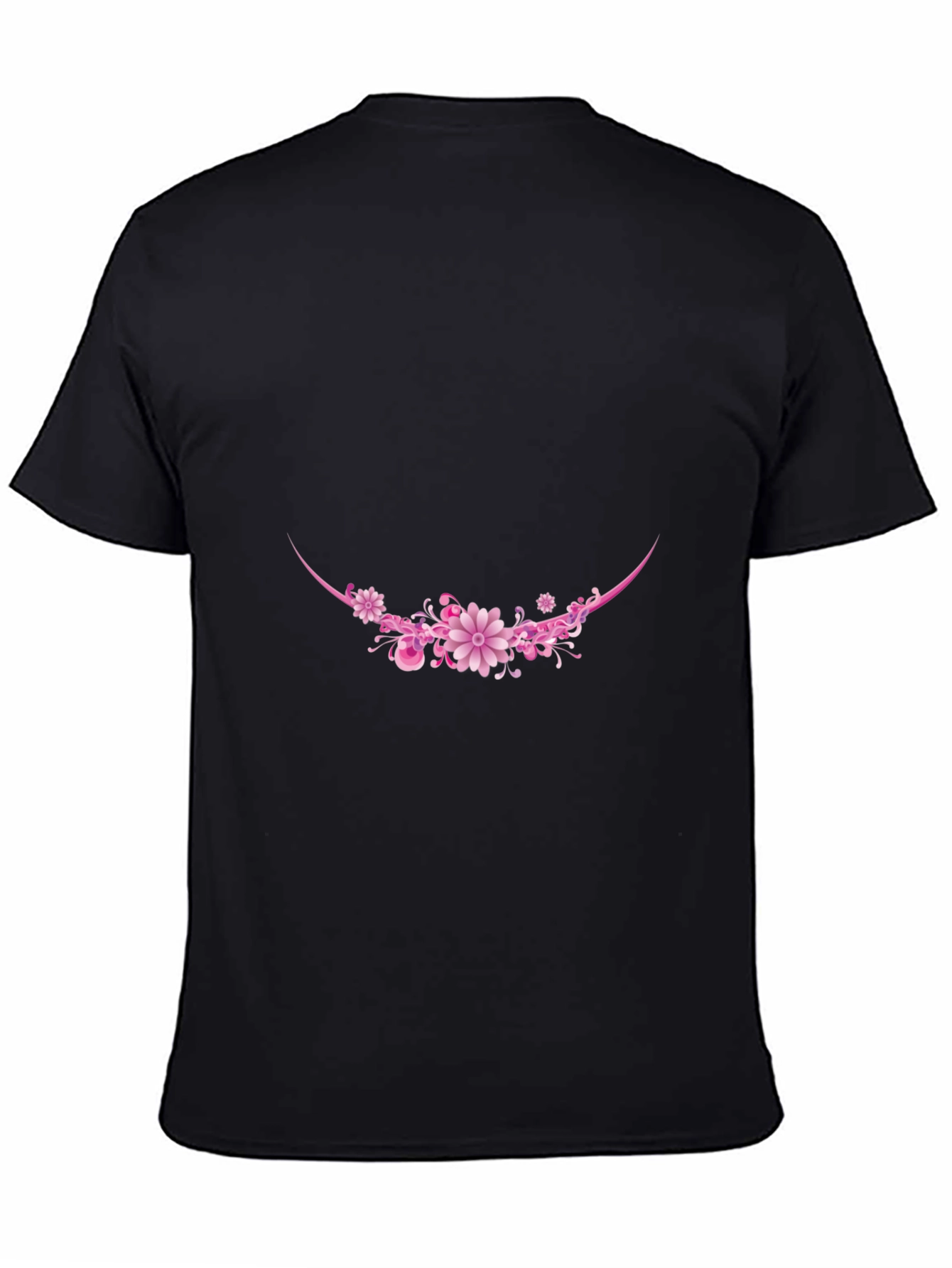 Floral Crescent Graphic Tee - Black Cotton Blend