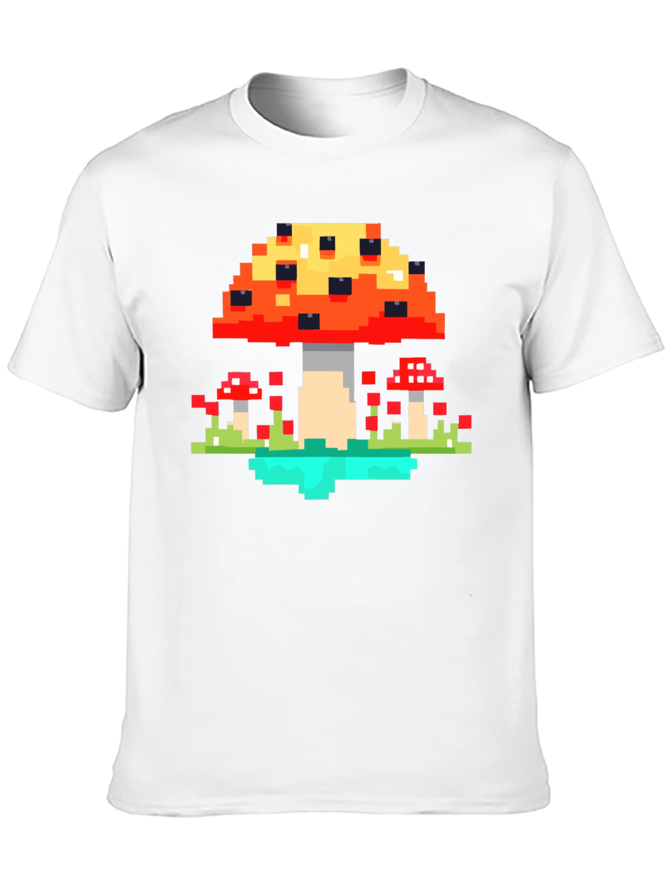 Pixel Mushroom Graphic Tee - Retro Gaming Style Shirt