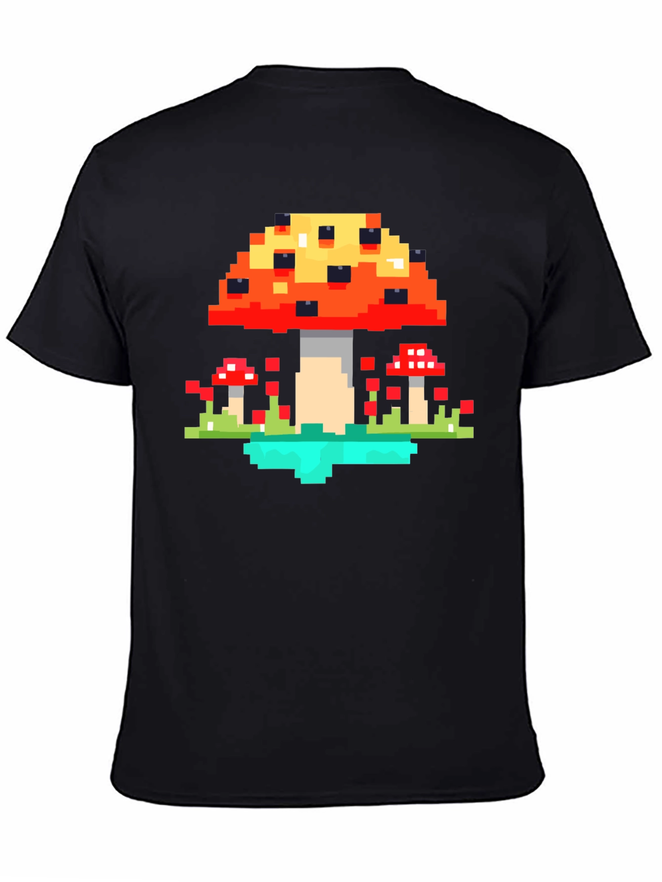 Pixel Mushroom Graphic Tee - Retro Gaming Style Shirt