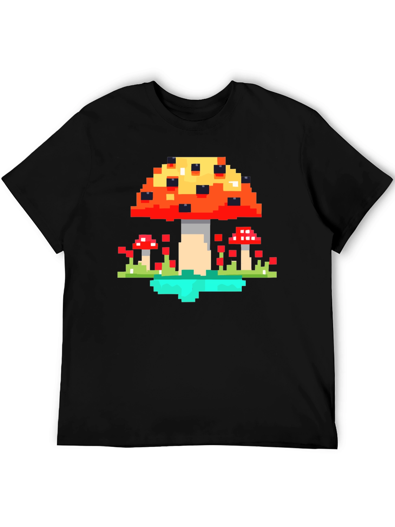 Pixel Mushroom Graphic Tee - Retro Gaming Style Shirt