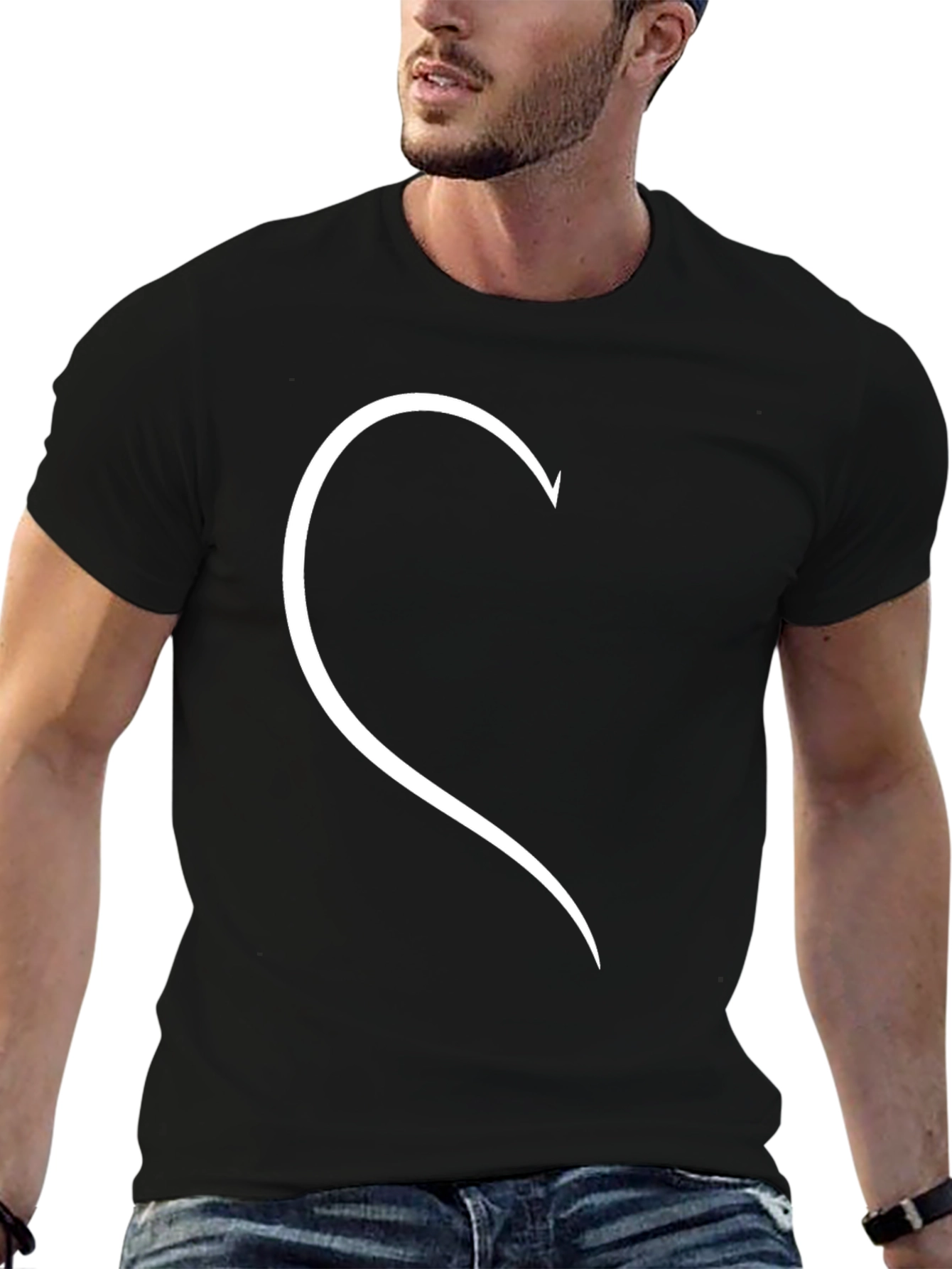 Matching Half Heart Couple T-Shirt - Black