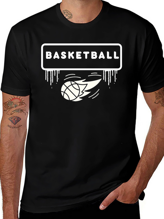 Basketball Graphic Print Black T-Shirt