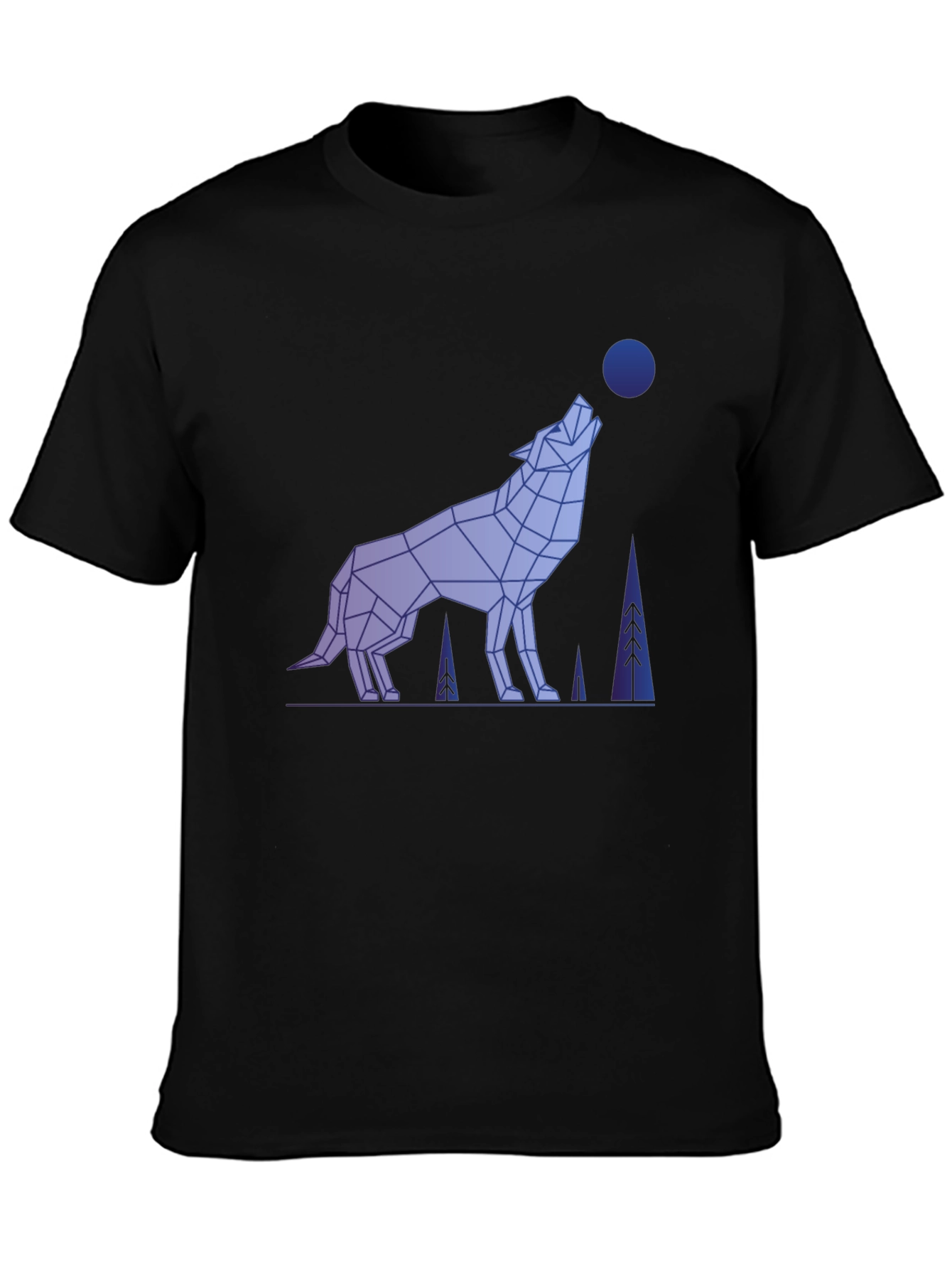 Geometric Wolf Graphic Tee - Mens Black T-Shirt