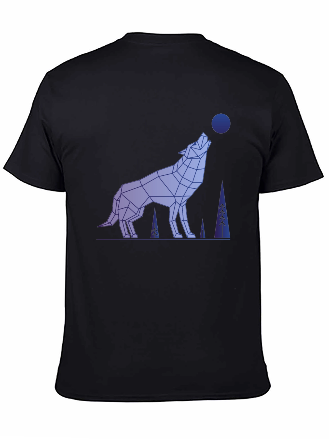 Geometric Wolf Graphic Tee - Mens Black T-Shirt