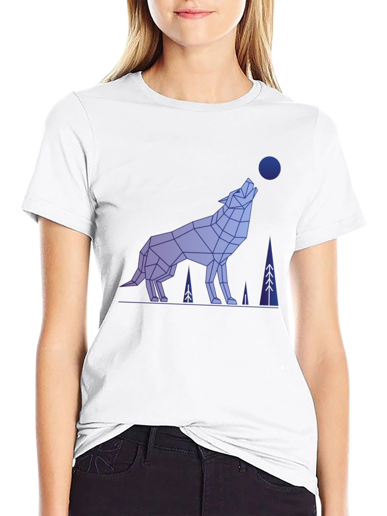 Geometric Wolf Graphic Tee - Mens Black T-Shirt