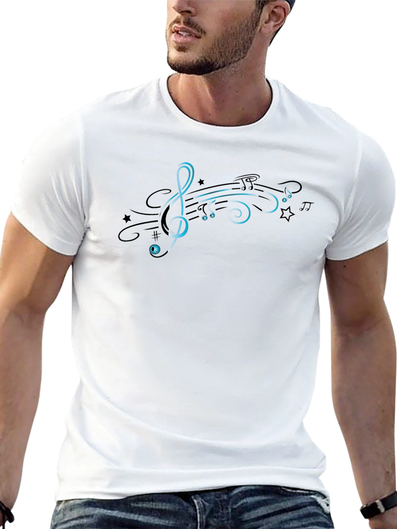 Music Note Graphic Tee - Black