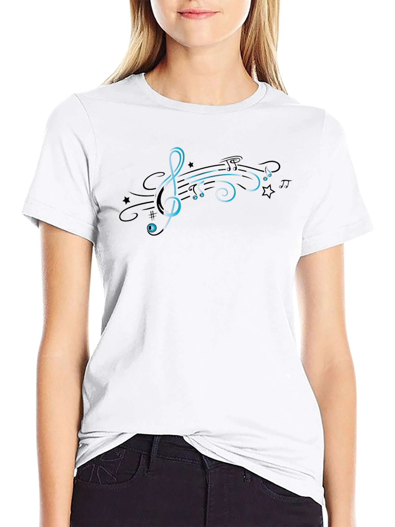 Music Note Graphic Tee - Black