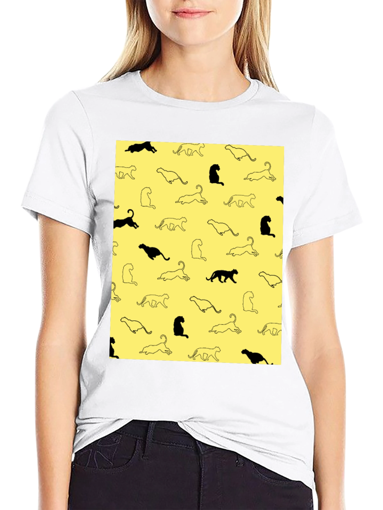 Cool Black Cat Print T-Shirt for Men