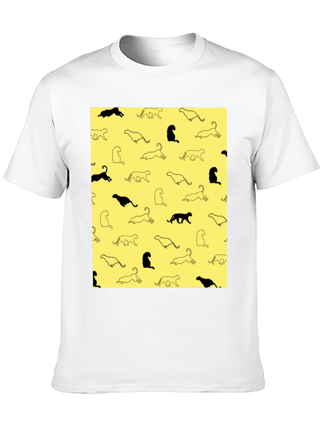 Cool Black Cat Print T-Shirt for Men