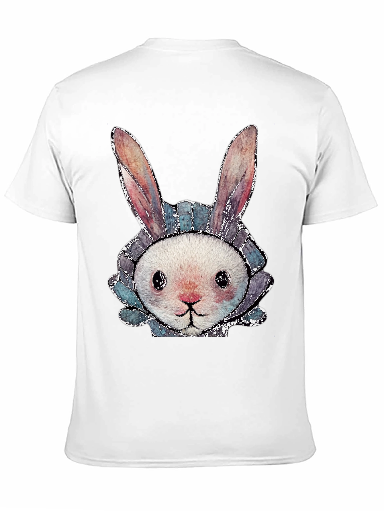 Cute Bunny Graphic Tee - Black Cotton Casual Shirt