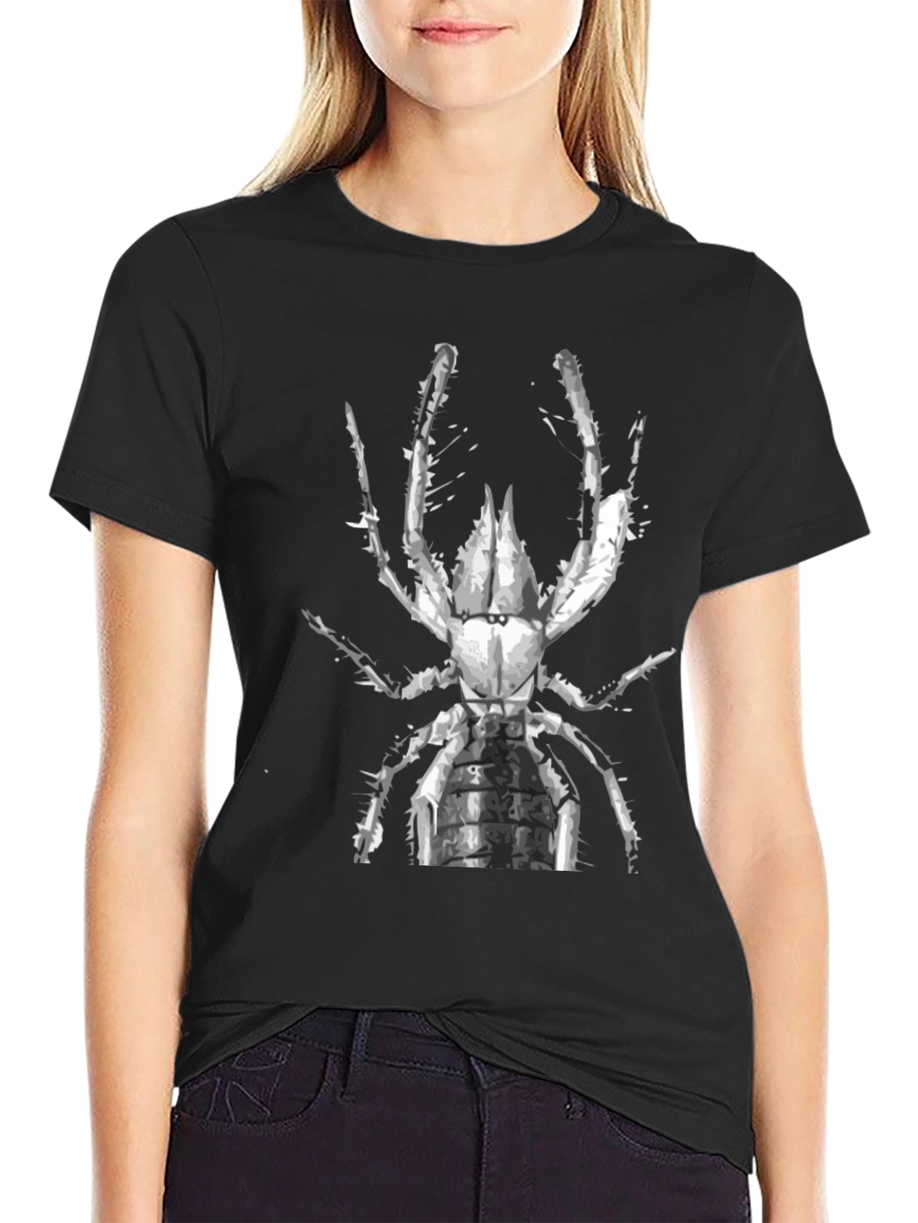 Black T-Shirt with Abstract Spider Graphic