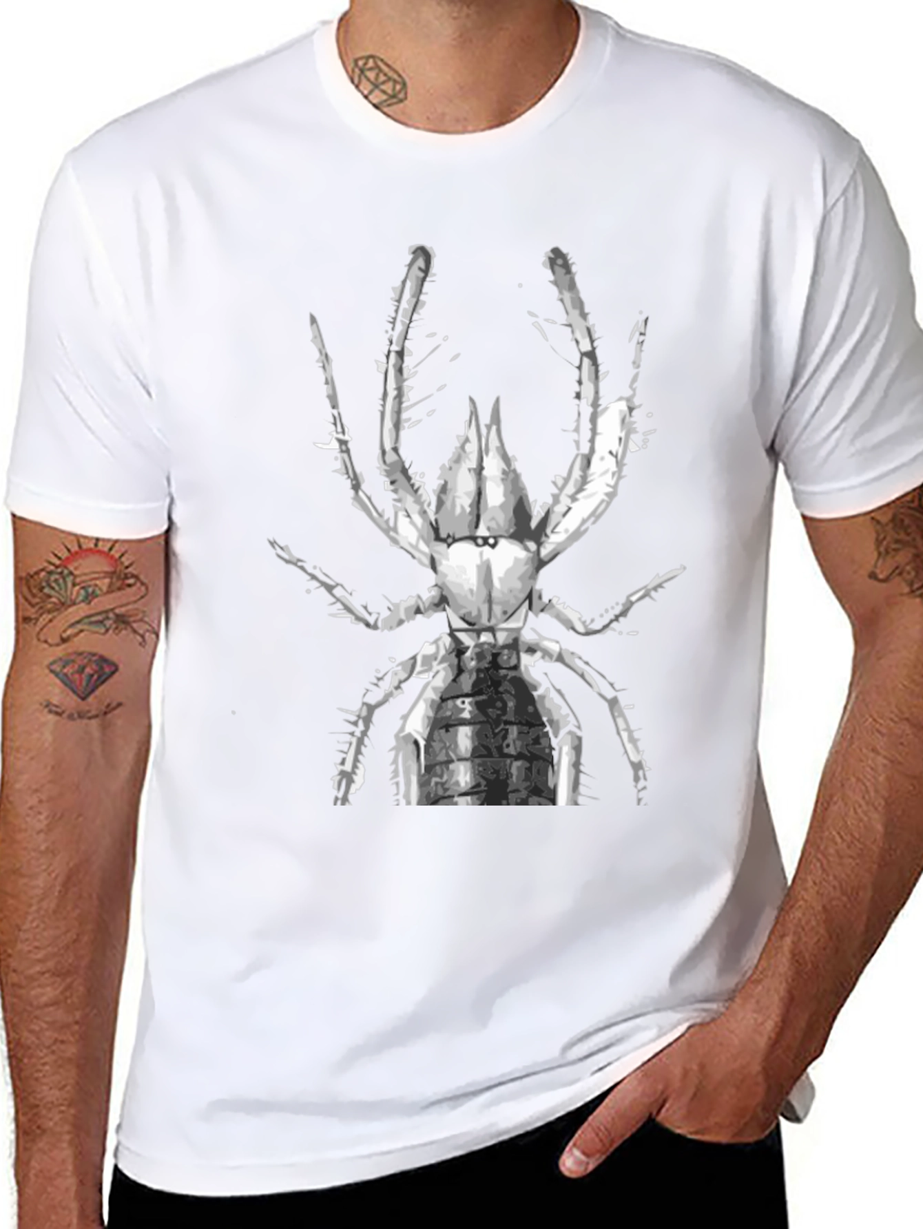 Black T-Shirt with Abstract Spider Graphic