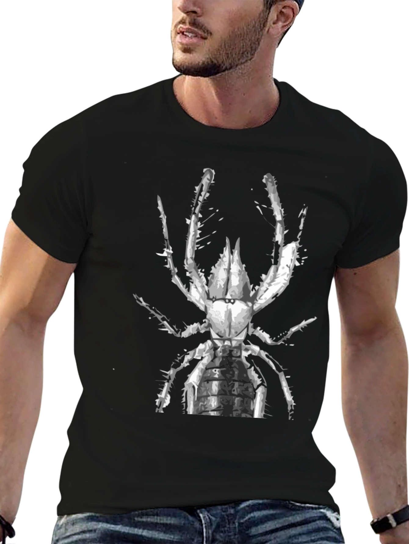 Black T-Shirt with Abstract Spider Graphic