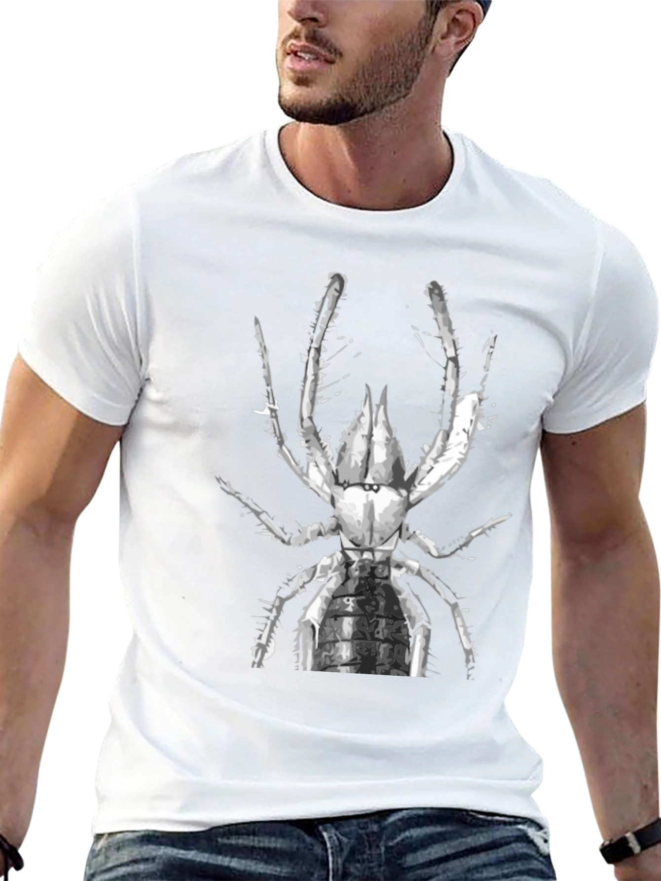 Black T-Shirt with Abstract Spider Graphic