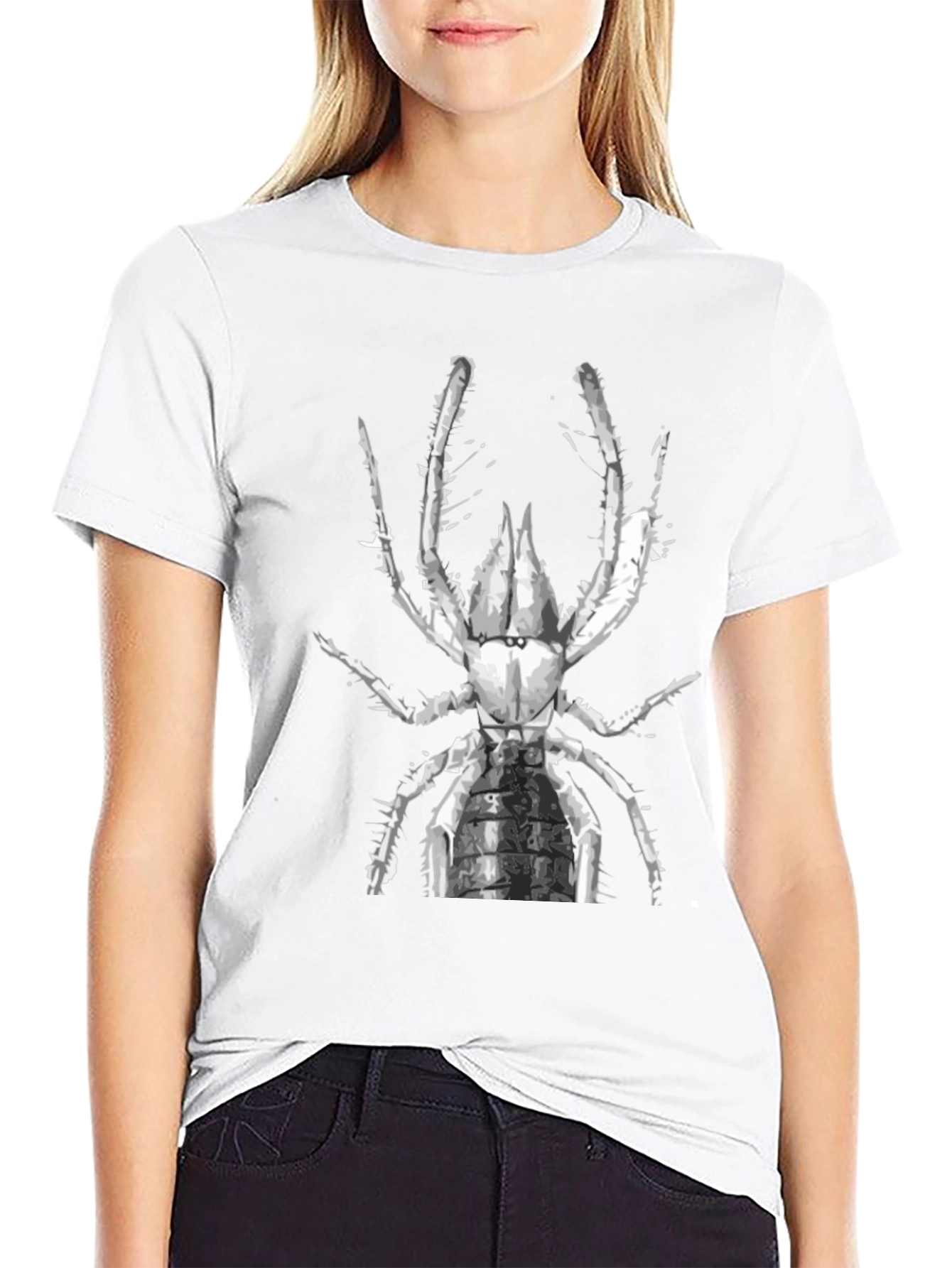 Black T-Shirt with Abstract Spider Graphic