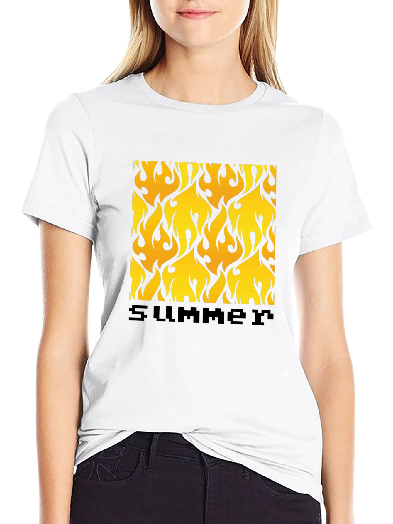 Summer Flame Tee - Bold Graphic Print Black T-Shirt