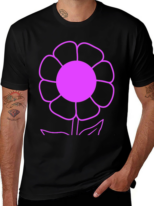Vibrant Flower Graphic Tee - Black