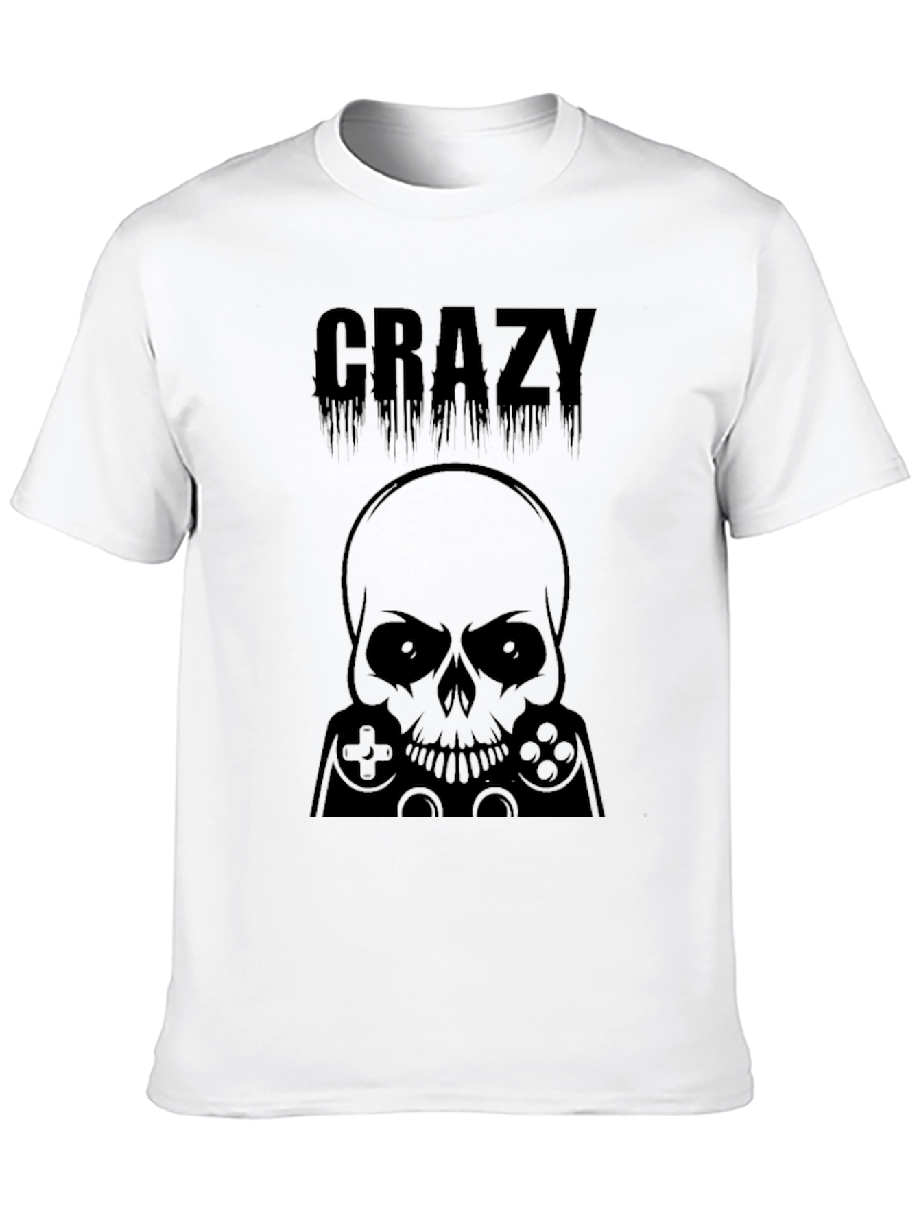 Crazy Gamer Skull T-Shirt - Black Graphic Tee