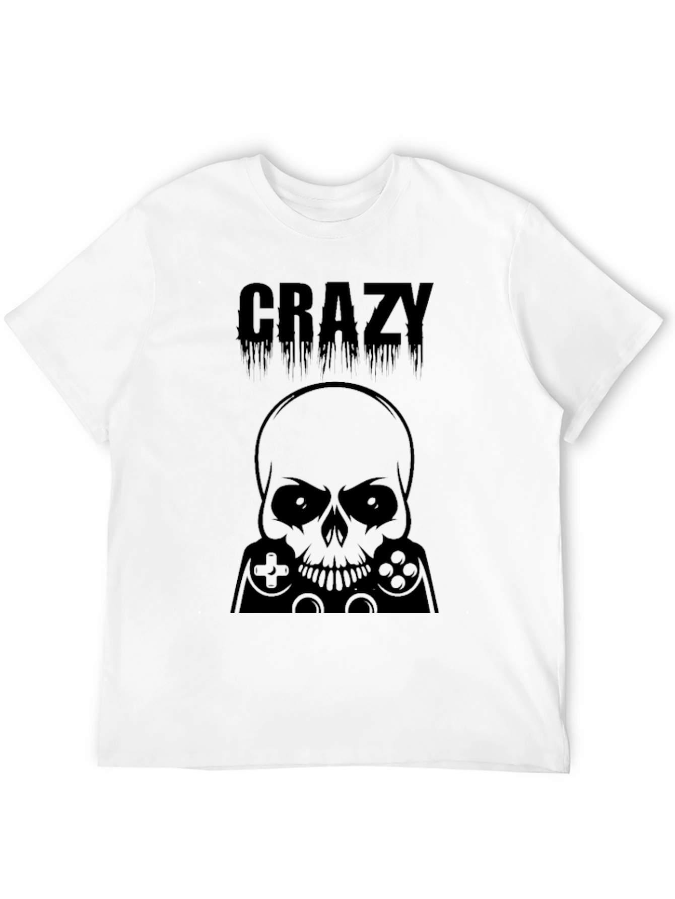 Crazy Gamer Skull T-Shirt - Black Graphic Tee