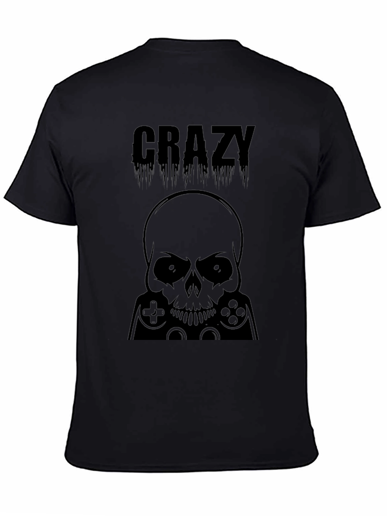 Crazy Gamer Skull T-Shirt - Black Graphic Tee