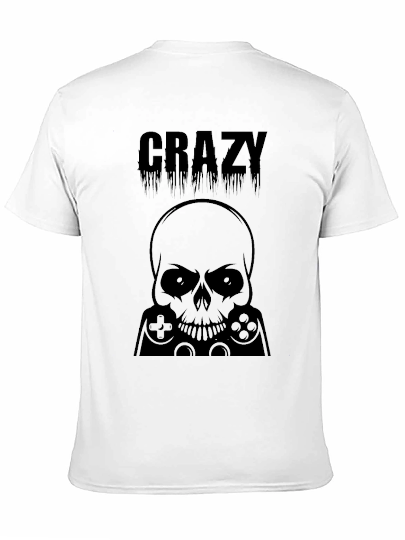 Crazy Gamer Skull T-Shirt - Black Graphic Tee
