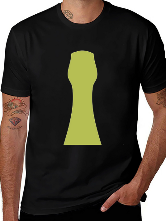Abstract Keyhole Graphic T-Shirt - Black