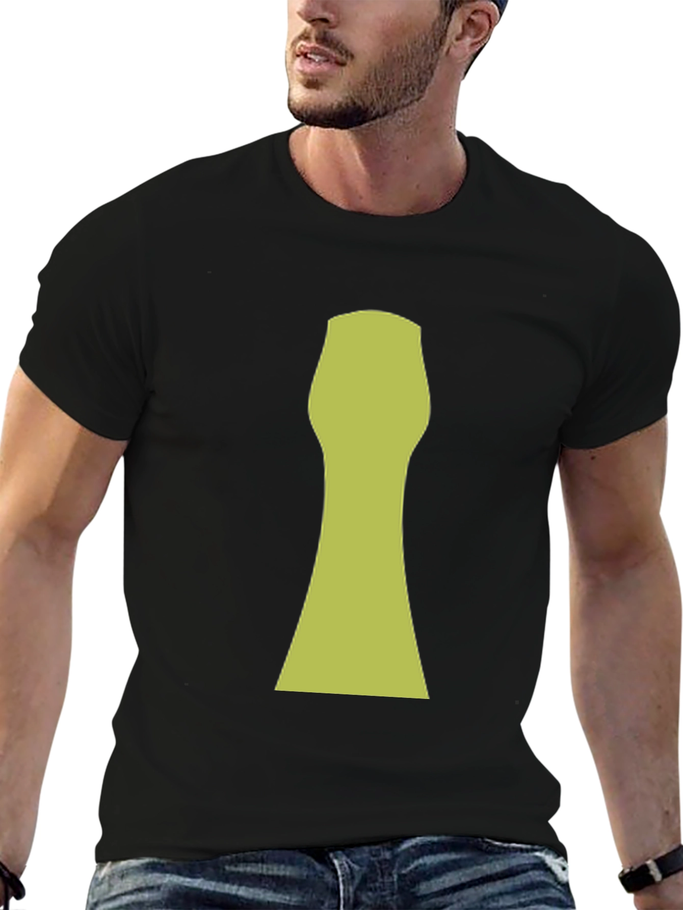 Abstract Keyhole Graphic T-Shirt - Black